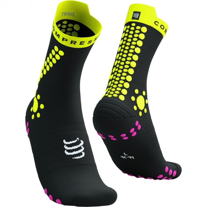 COMPRESSPORT PRO RACING SOCKS V4.0 TRAIL NEGRO AMARILLO