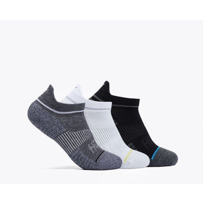 HOKA NO-SHOW RUN SOCK 3-P BLANCO NEGRO GRIS