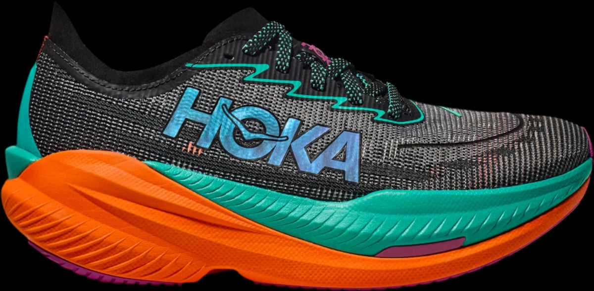 HOKA MACH X 2 HOMBRE BLACK ELECTRIC AQUA