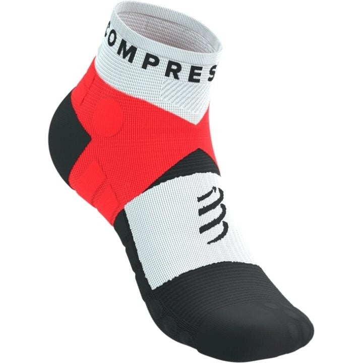 COMPRESSPORT ULTRA TRAIL LOW SOCKS FLUO RED WHITE