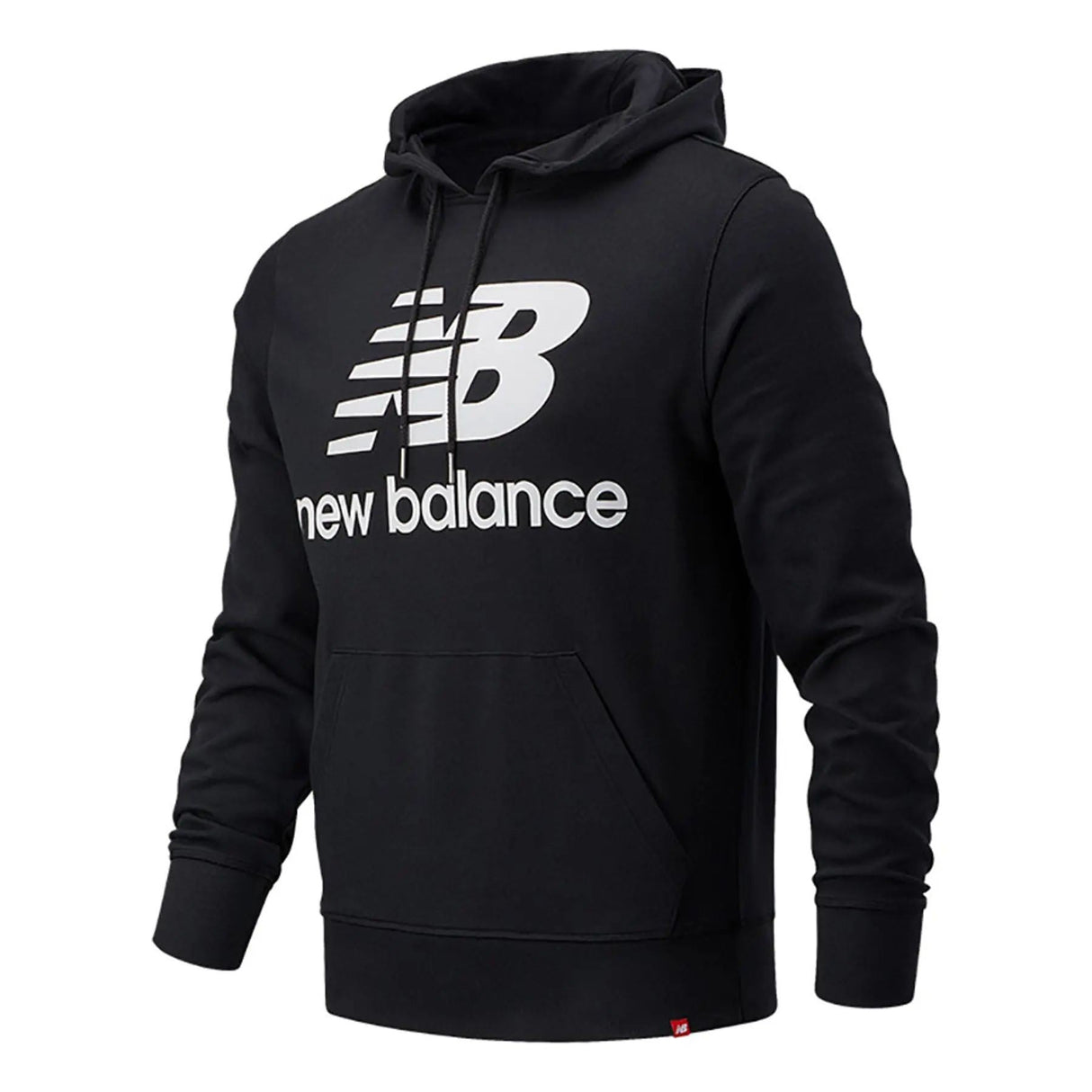 SUDADERA NEW BALANCE CON CAPUCHA ESSENTIALS STACKED NEGRO
