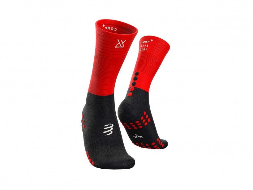 COMPRESSPORT CALCETINES MEDIOS DE COMPRESIÓN NEGRO/ROJO