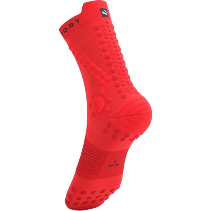 COMPRESSPORT PRO RACING SOCKS V4.0 TRAIL FLUO RED BLACK