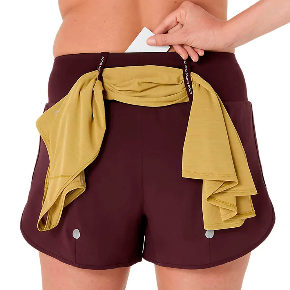 ASICS ROAD 3.5IN SHORT DARK CURRANT MUJER